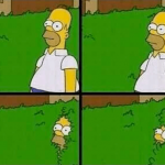 Homer Simpson si nasconde nella siepe